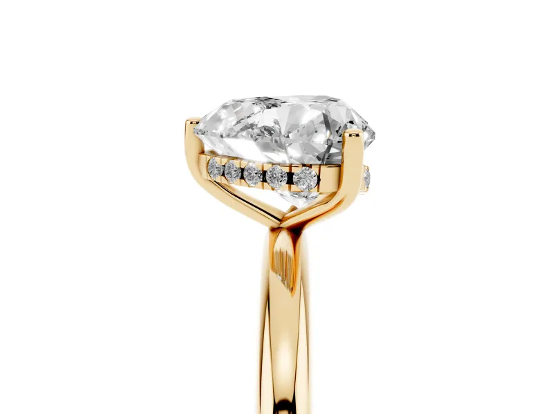 Heart Cut Diamond Solitaire Engagement Ring Set in Yellow gold with Prong Setting and Polished Band