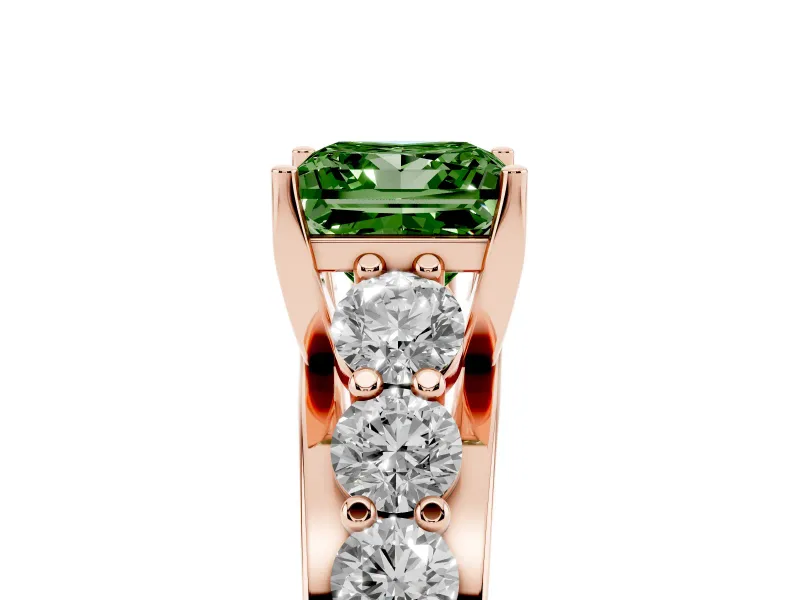 Princess Cut Engagement Ring Setting for a Fancy Green Lab-Grown Diamond | Rose Gold - Design NV-24645
