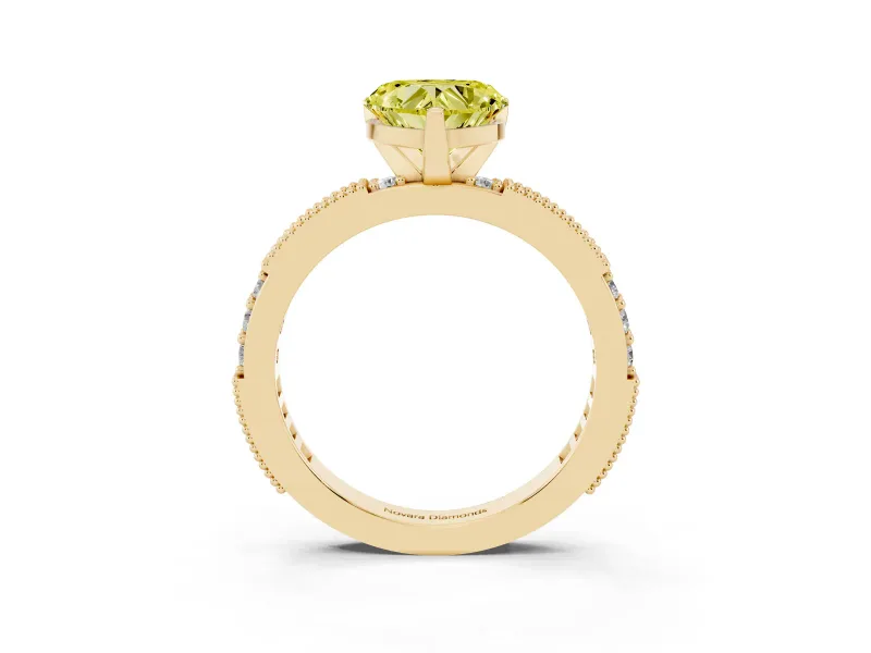 Heart-Shaped Vintage Pavé Engagement Ring Setting for a Fancy Yellow Lab-Grown Diamond | Yellow Gold