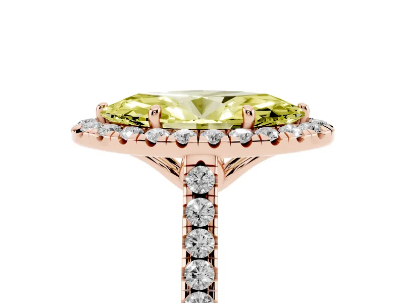 Marquise Raised Halo Engagement Ring Setting for a Fancy Yellow Lab-Grown Diamond | Rose Gold