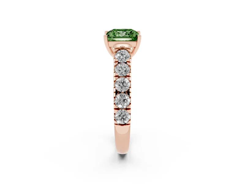Princess Cut Engagement Ring Setting for a Fancy Green Lab-Grown Diamond | Rose Gold - Design NV-24643