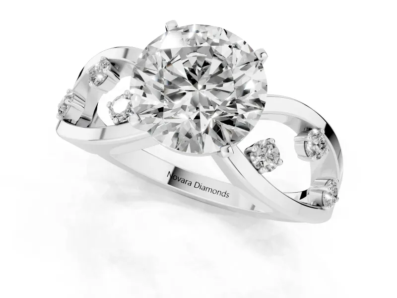 Round Open Loop Engagement Ring Setting | Scattered Accents | Platinum