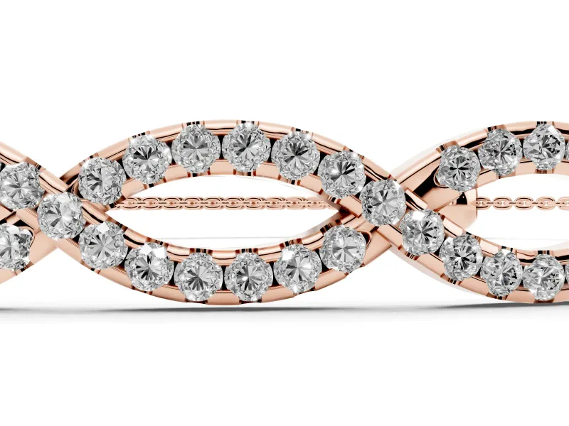 Marquise Diamond Pavé Infinity Chain Bracelet Set in Rose gold with Bezel Prong Setting