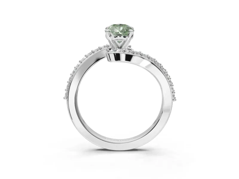 Pear-Shaped Bypass Engagement Ring Setting for a Fancy Green Lab-Grown Diamond | Sterling Silver