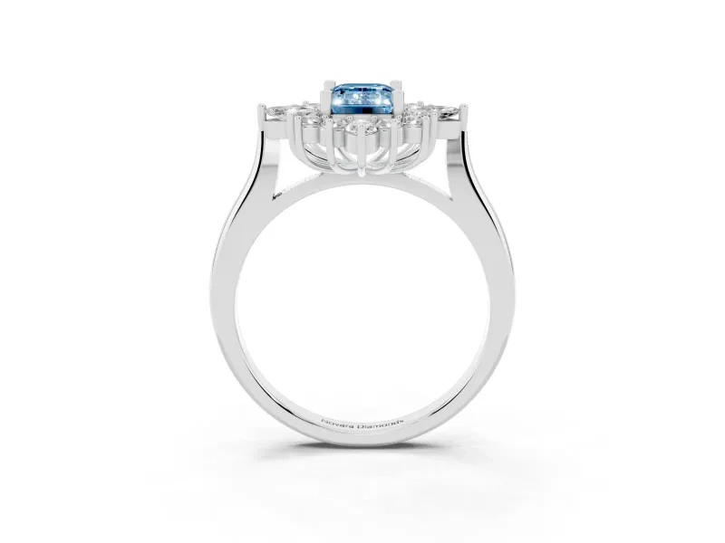 Emerald Cut Engagement Ring Setting for a Fancy Blue Lab-Grown Diamond | White Gold - Design NV-24790