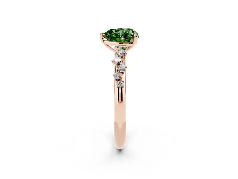 Heart-Shaped Graduated Solitaire Engagement Ring Setting for a Fancy Green Lab-Grown Diamond | Rose Gold