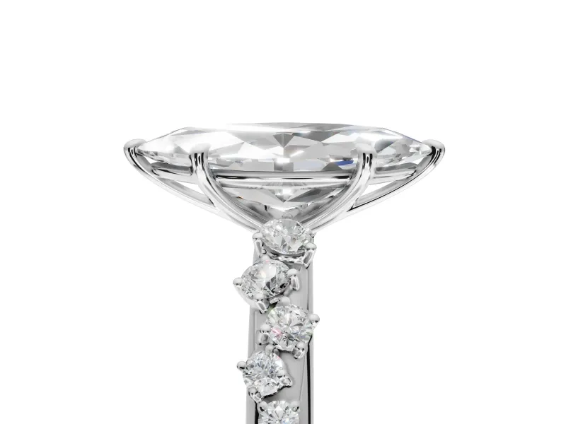Marquise Solitaire Engagement Ring Setting | Graduated Scattered Accents | White Gold