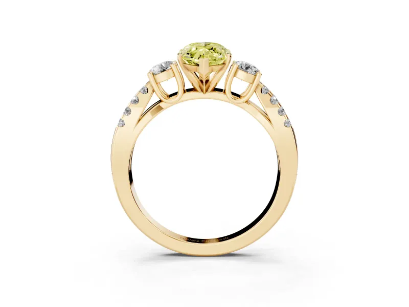 Marquise Three Stone Engagement Ring Setting for a Fancy Yellow Lab-Grown Diamond | Yellow Gold