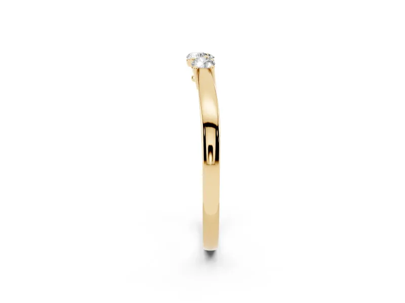 Round Diamond Three-Stone Tension Band Set in Yellow gold with Prong Setting