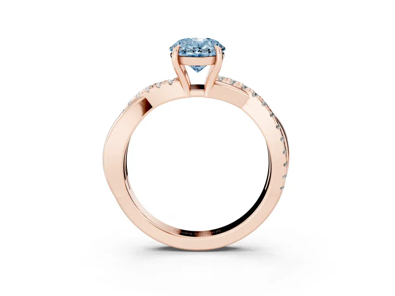 Oval Crossover Engagement Ring Setting for a Fancy Blue Lab-Grown Diamond | Rose Gold