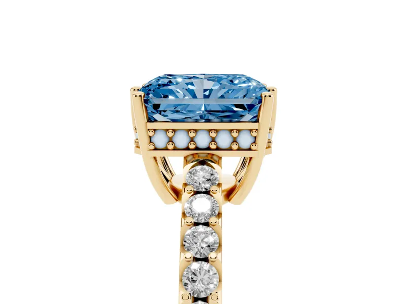Radiant Cut Engagement Ring Setting for a Fancy Blue Lab-Grown Diamond | Yellow Gold - Design NV-24649
