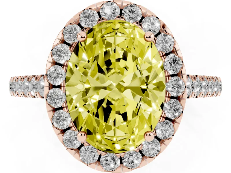 Oval Raised Halo Engagement Ring Setting for a Fancy Yellow Lab-Grown Diamond | Rose Gold