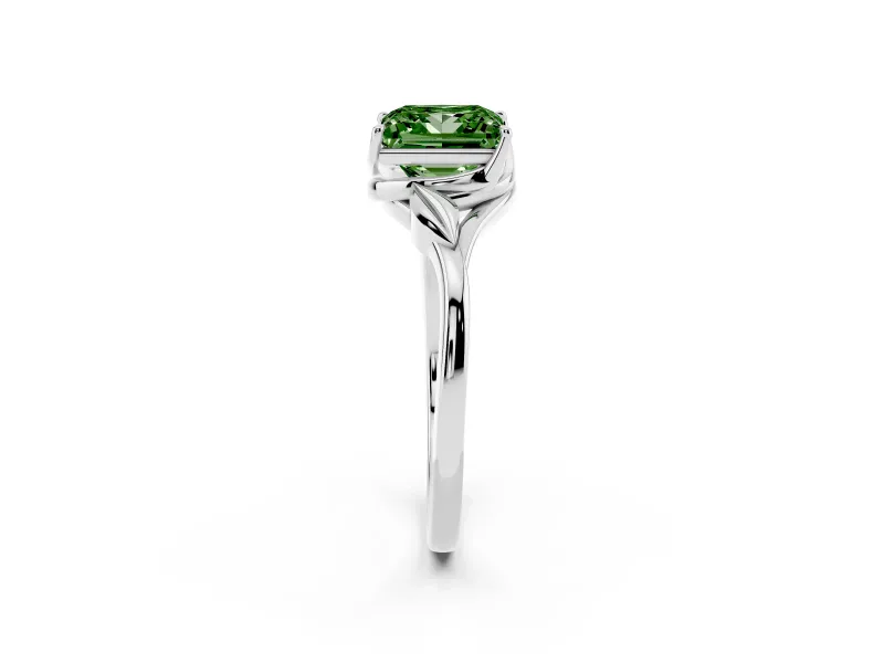 Princess Cut Leaf Bypass Solitaire Engagement Ring Setting for a Fancy Green Lab-Grown Diamond | Platinum