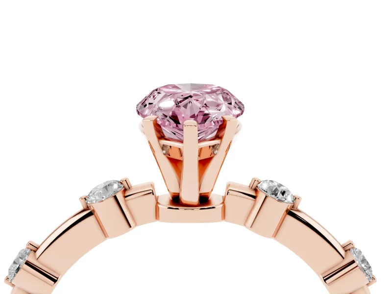 Pear-Shaped Bar Set Engagement Ring Setting for a Fancy Pink Lab-Grown Diamond | Rose Gold