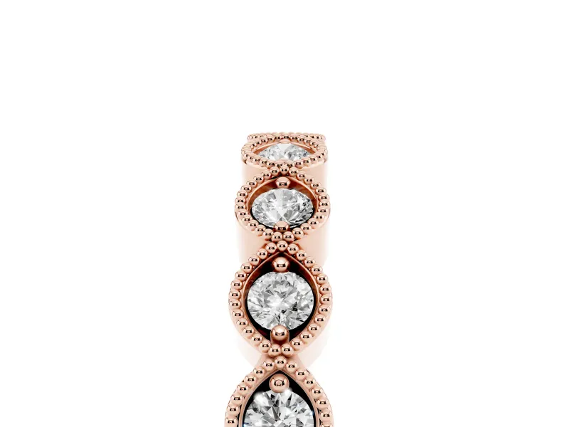 Round Lab-Grown Diamond Vintage Half Eternity Band | Milgrain Marquise Frames | Rose Gold