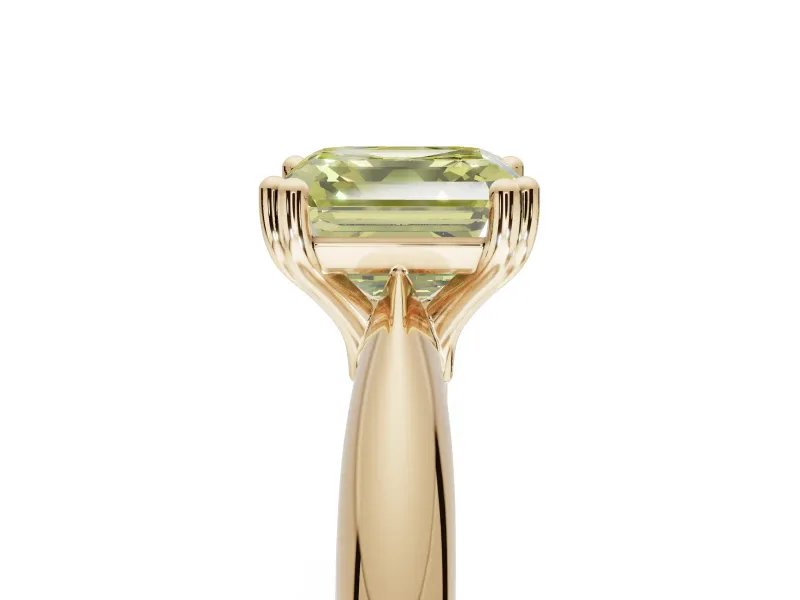 Princess Cut Tapered Solitaire Engagement Ring Setting for a Fancy Yellow Lab-Grown Diamond | Yellow Gold