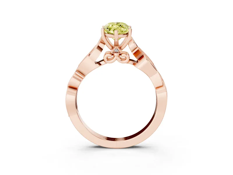 Marquise Vine Engagement Ring Setting for a Fancy Yellow Lab-Grown Diamond | Rose Gold
