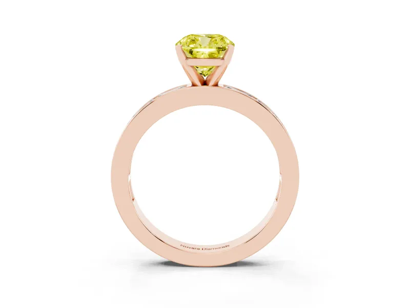 Cushion Cut Channel Set Engagement Ring Setting for a Fancy Yellow Lab-Grown Diamond | Rose Gold