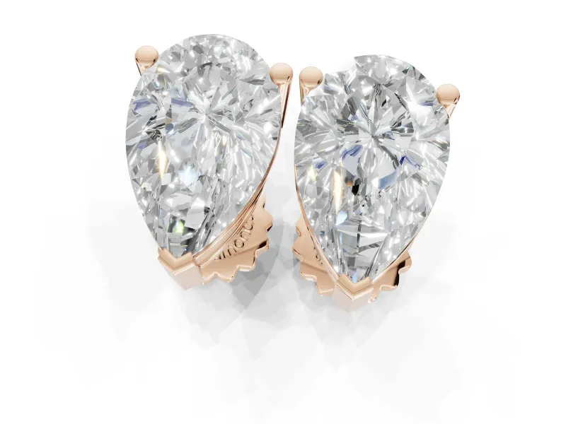 Princess Cut Lab-Grown Diamond Solitaire Basket Stud Earrings | Open Gallery | Rose Gold