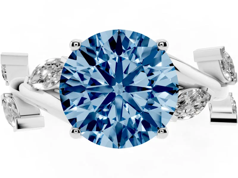 Round Twisted Vine Engagement Ring Setting for a Fancy Blue Lab-Grown Diamond | Platinum
