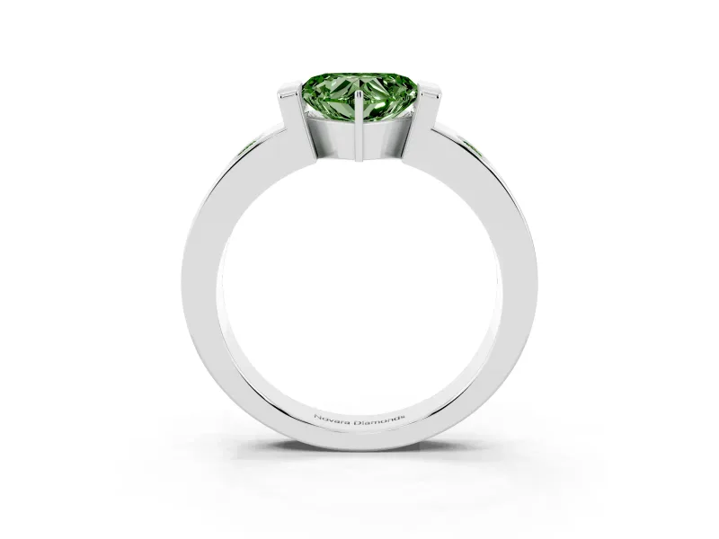 Heart-Shaped Tension Style Engagement Ring Setting for a Fancy Green Lab-Grown Diamond | Sterling Silver