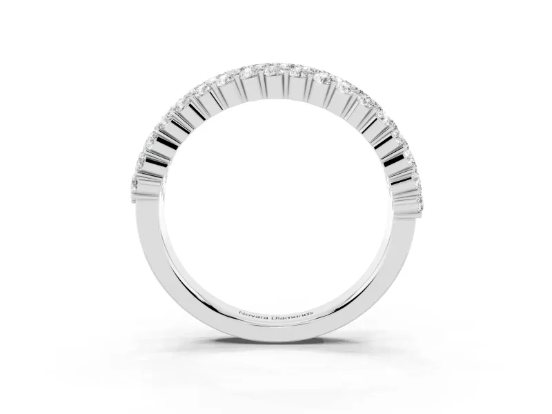 Round Lab-Grown Diamond Three Row Pave Promise Ring | Shared Prongs | Sterling Silver