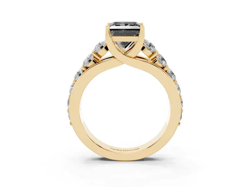 Princess Cut Engagement Ring Setting for a Black Center | Yellow Gold