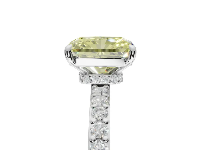 Radiant Cut Pavé Engagement Ring Setting for a Fancy Yellow Lab-Grown Diamond | Sterling Silver - Design NV-24928