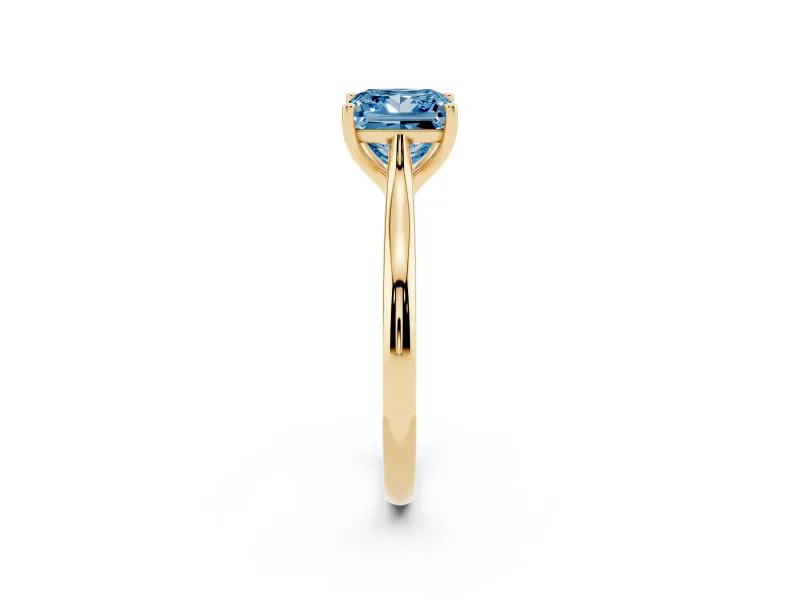 Princess Cut Cathedral Engagement Ring Setting for a Fancy Blue Lab-Grown Diamond | Yellow Gold