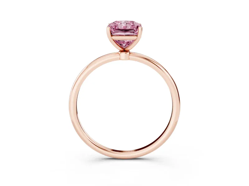 Radiant Cut Thin Solitaire Engagement Ring Setting for a Fancy Pink Lab-Grown Diamond | Straight Plain Band | Rose Gold