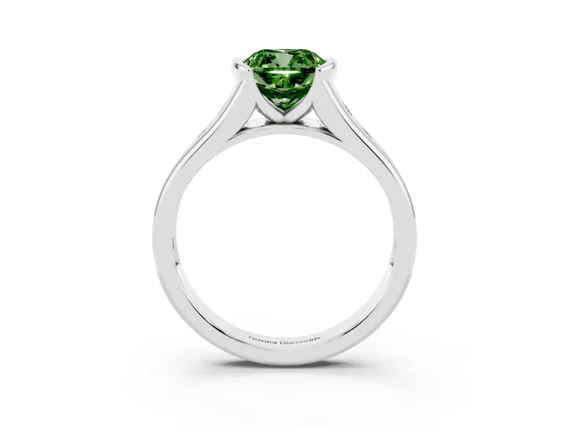 Cushion Cut Half Bezel Engagement Ring Setting for a Fancy Green Lab-Grown Diamond | Sterling Silver