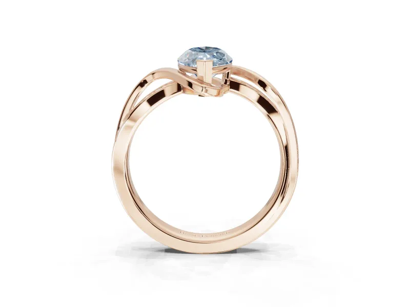 Marquise Bypass Solitaire Engagement Ring Setting for a Fancy Blue Lab-Grown Diamond | Pavé Strands | Rose Gold