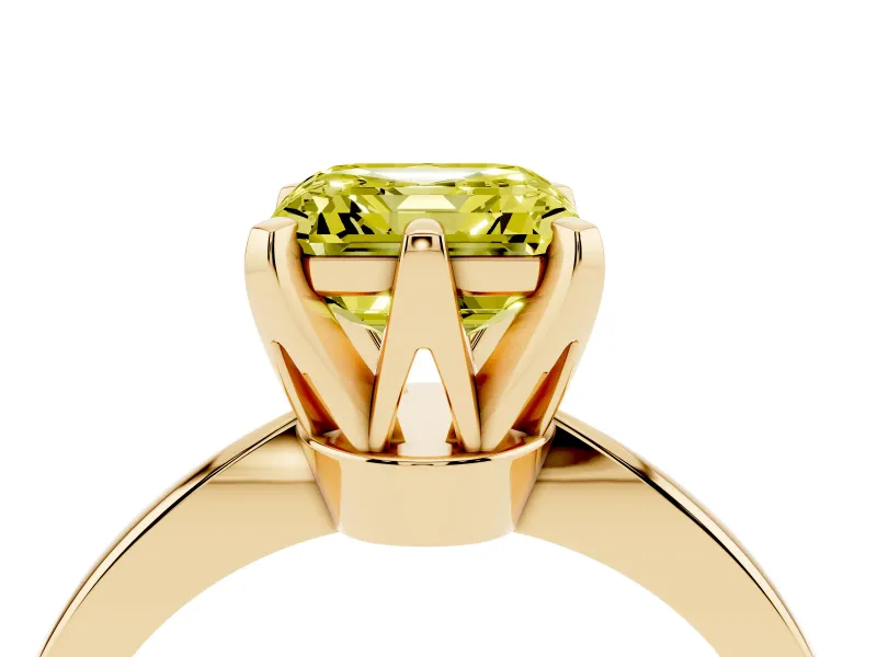 Asscher Cut Engagement Ring Setting for a Fancy Yellow Lab-Grown Diamond | Yellow Gold - Design NV-24888