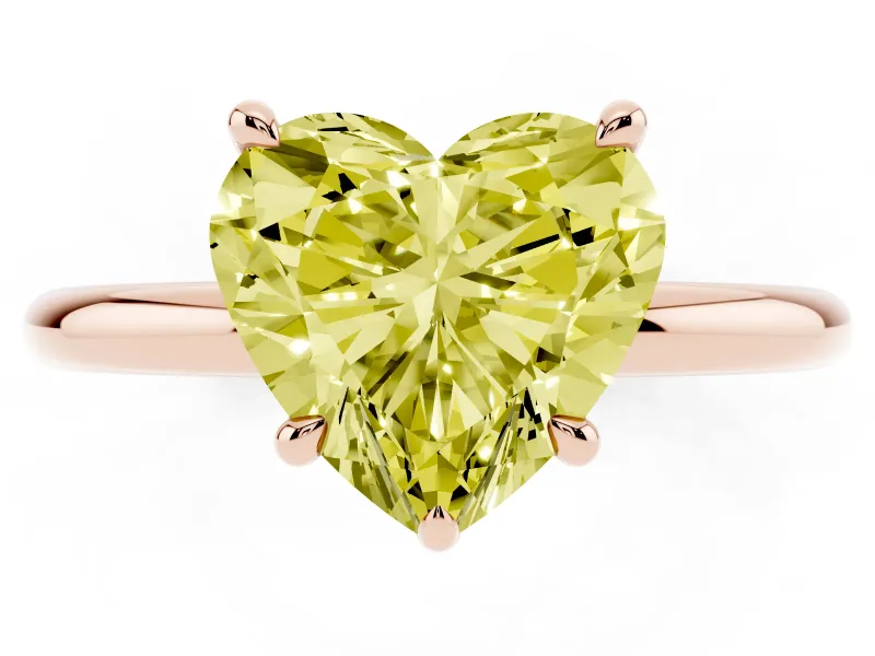 Heart-Shaped Hidden Halo Ring Setting for a Fancy Yellow Lab-Grown Diamond | Rose Gold