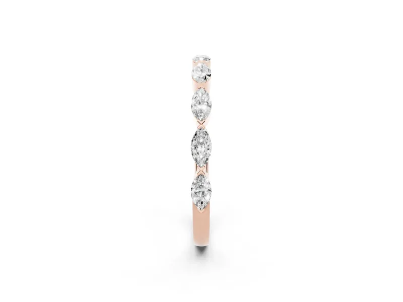 Marquise Diamond Eternity Band Set in Rose gold with Bezel Setting