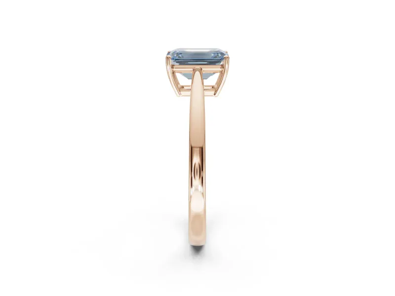 Emerald Cut Cathedral Solitaire Engagement Ring Setting for a Fancy Blue Lab-Grown Diamond | Open Shoulders | Rose Gold