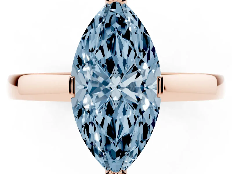 Marquise Tab Prong Solitaire Engagement Ring Setting for a Fancy Blue Lab-Grown Diamond | Rose Gold