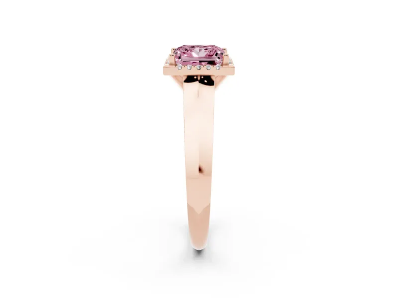 Princess Cut Knife-Edge Halo Engagement Ring Setting for a Fancy Pink Lab-Grown Diamond | Rose Gold