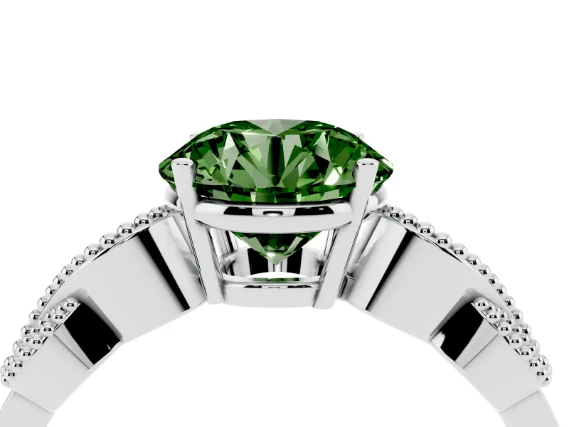 Round Vintage Engagement Ring Setting for a Fancy Green Lab-Grown Diamond | White Gold
