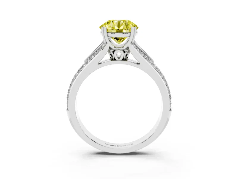 Round Split Shank Engagement Ring Setting for a Fancy Yellow Lab-Grown Diamond | Platinum