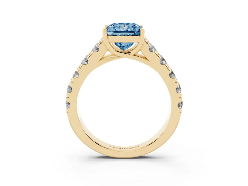 Princess Cut Engagement Ring Setting for a Fancy Blue Lab-Grown Diamond | Yellow Gold - Design NV-24643