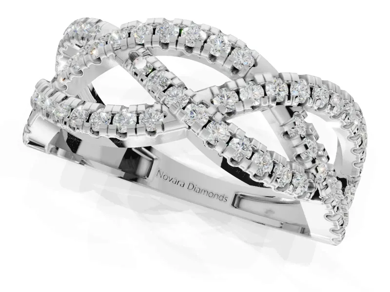 Round Lab-Grown Diamond Braided Pavé Wedding Band | Open Braid | Platinum