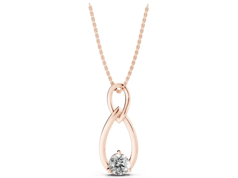 Round Lab-Grown Diamond Infinity Teardrop Pendant Necklace | Prong Set | Rose Gold