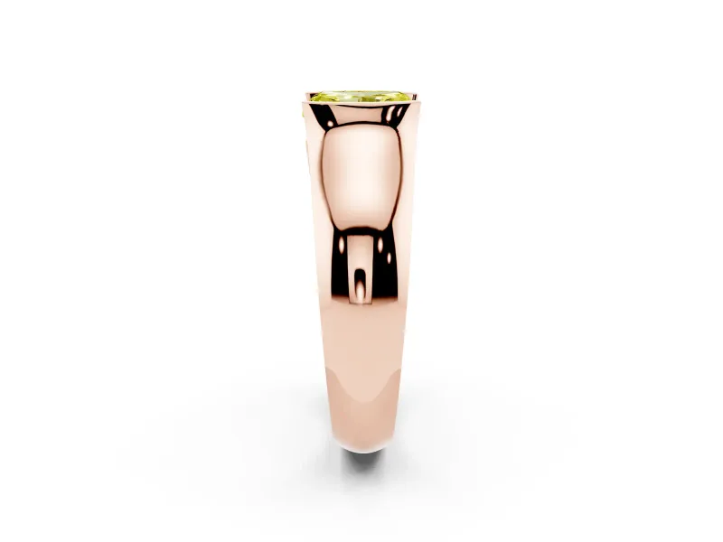 Radiant Cut Half Bezel Solitaire Engagement Ring Setting for a Fancy Yellow Lab-Grown Diamond | Wide Band | Rose Gold