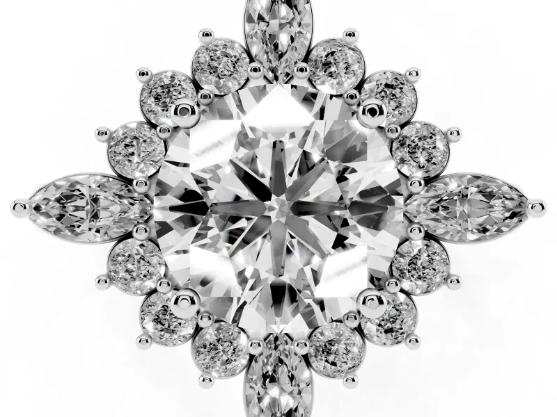 Round Cluster Halo Engagement Ring Setting | Platinum