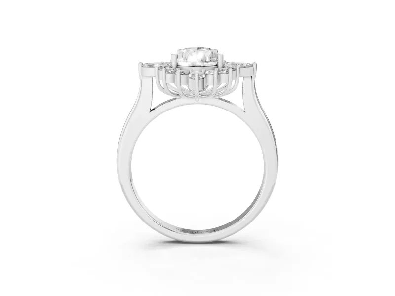 Pear-Shaped Cluster Halo Engagement Ring Setting | Platinum