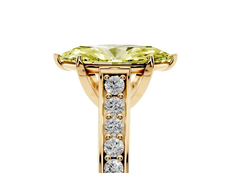 Marquise Graduated Pavé Engagement Ring Setting for a Fancy Yellow Lab-Grown Diamond | Yellow Gold