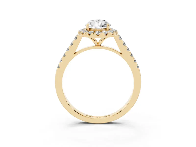 Pear-Shaped Halo Engagement Ring Setting | Pave Shoulders | Yellow Gold