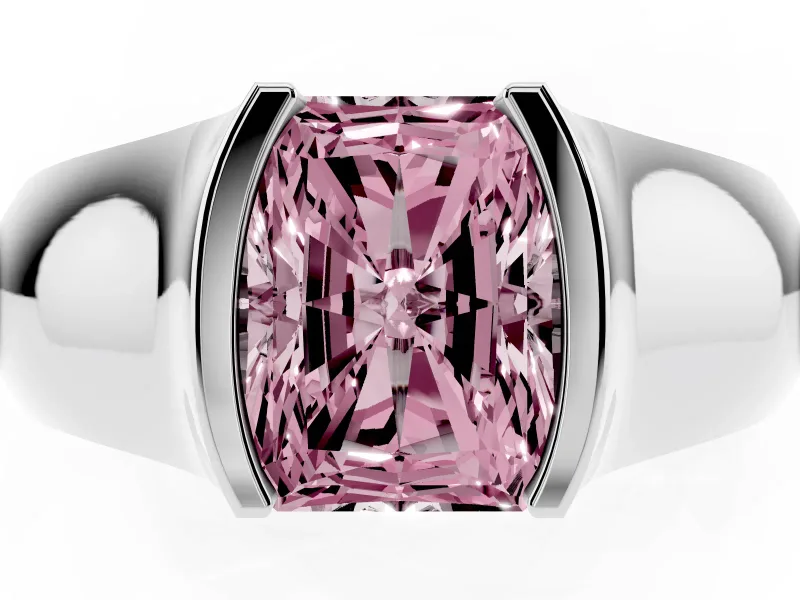Radiant Cut Half Bezel Solitaire Engagement Ring Setting for a Fancy Pink Lab-Grown Diamond | Wide Band | Platinum