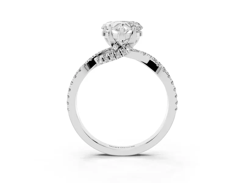 Heart-Shaped Twisted Split Shank Pave Engagement Ring Setting | Pave Gallery | Platinum